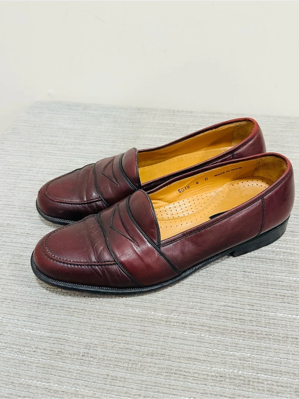 Vintage Magnanni Louie 5018 Men's Burgundy Leather‎ Penny Loafers Size 8 D Spain